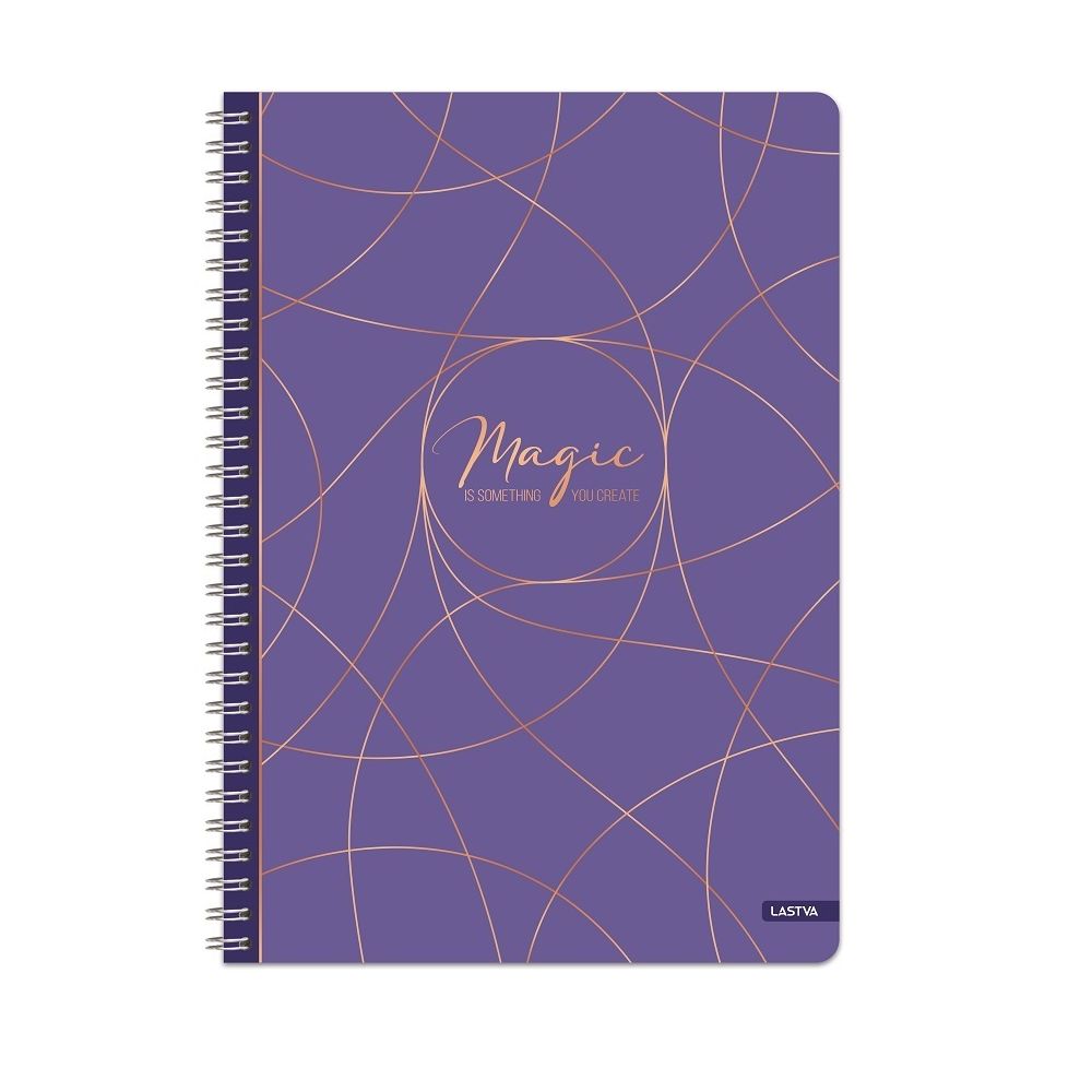 Тетрадка със спирала LASTVA Magic, A5, 150 л., линиран офсет 70 г, твърда корица мат ламинат