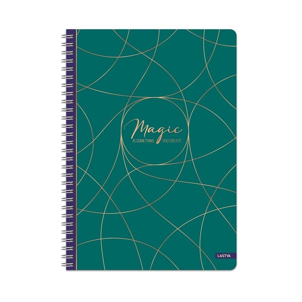 Тетрадка със спирала LASTVA Magic, A5, 200 л., линиран офсет 70 г, твърда корица мат ламинат