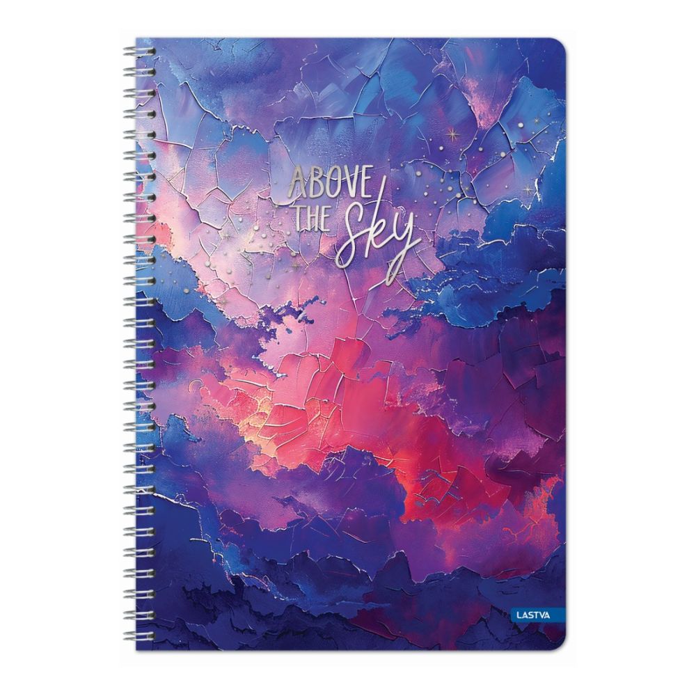 Тетрадка със спирала LASTVA Sky, A4, 100 л., линиран офсет 70 г, корица 300 г, мат ламинат, холограф