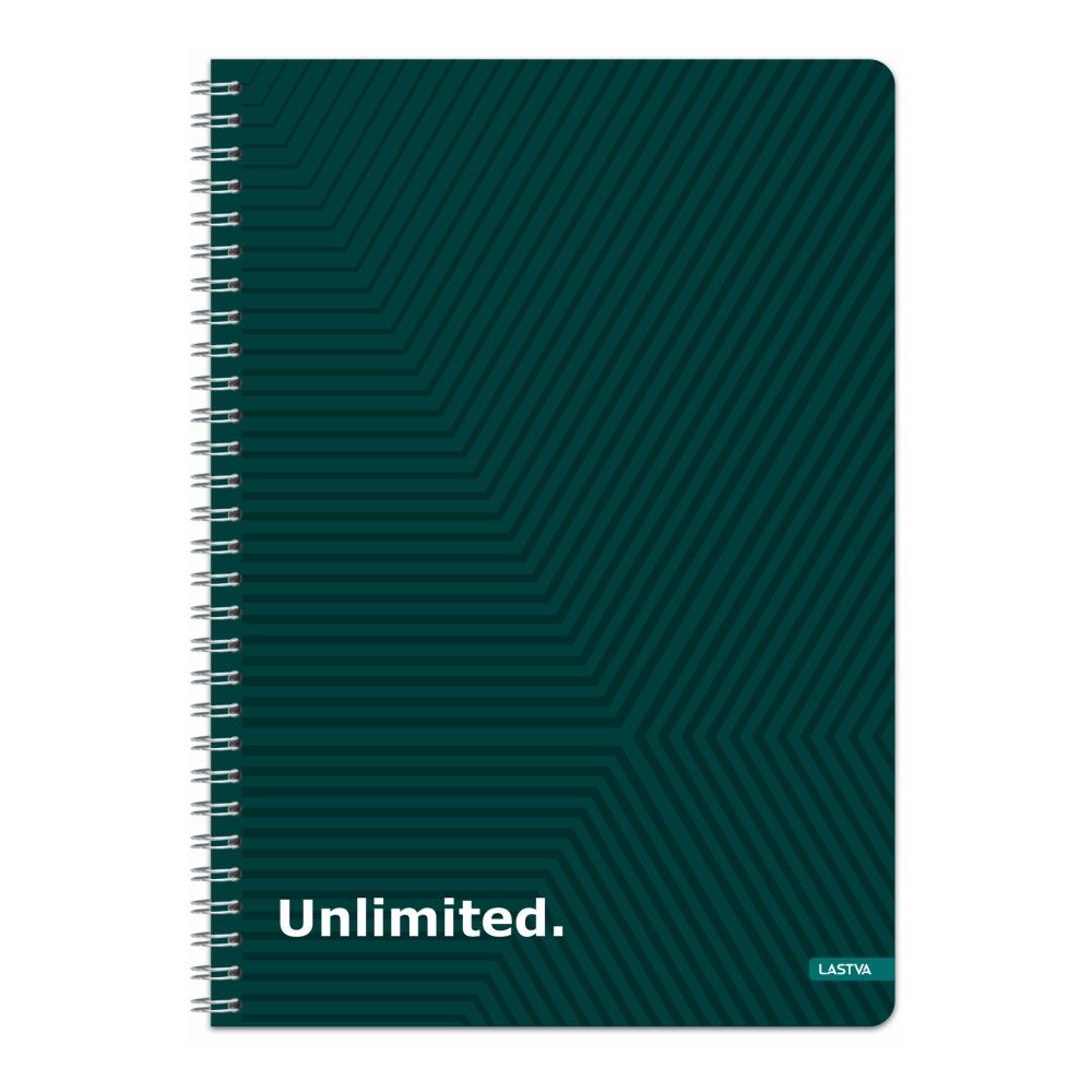 Тетрадка със спирала LASTVA Unlimited, A4, 200 л., линиран офсет 70 г, тв. корица мат ламинат+UV лак