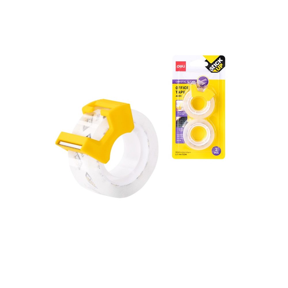 Тиксо Deli Stick Up EA696, 18 мм х 27 м, акрилно, кристално, 2 броя с резачка