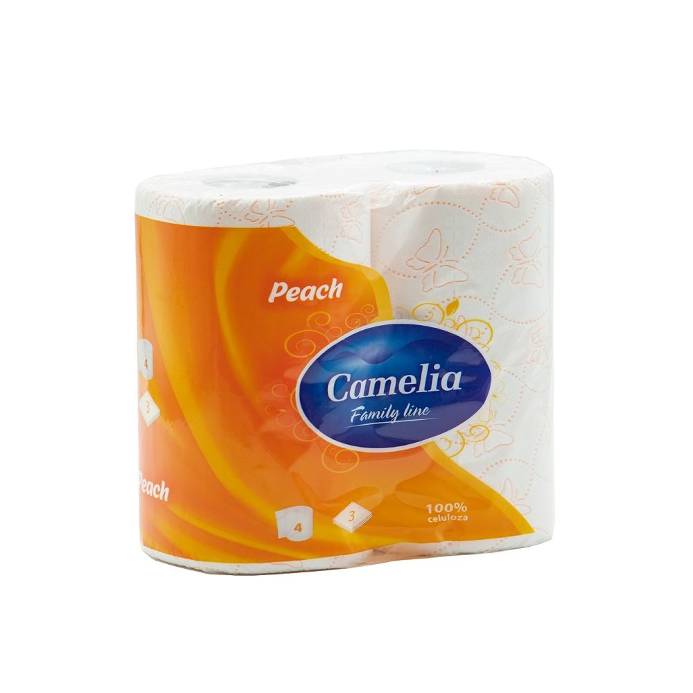 Тоалетна хартия Camelia peach , ароматизирана, 60 г, 3 пласта, опаковка 4 бр.
