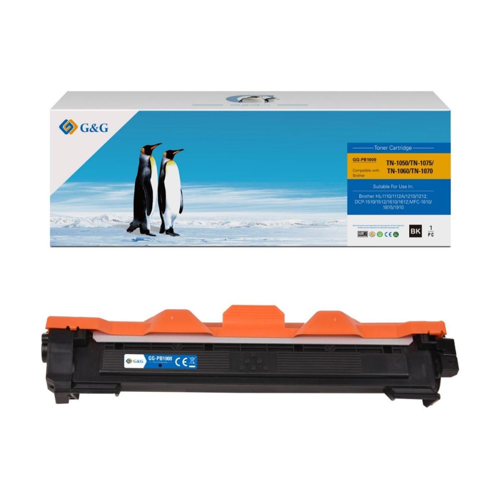 Тонер касета G&G Black TN1030/1075, унив., съвм. с Brother HL1110/1112/DCP1510/1512/MFC1810, 1000 к.