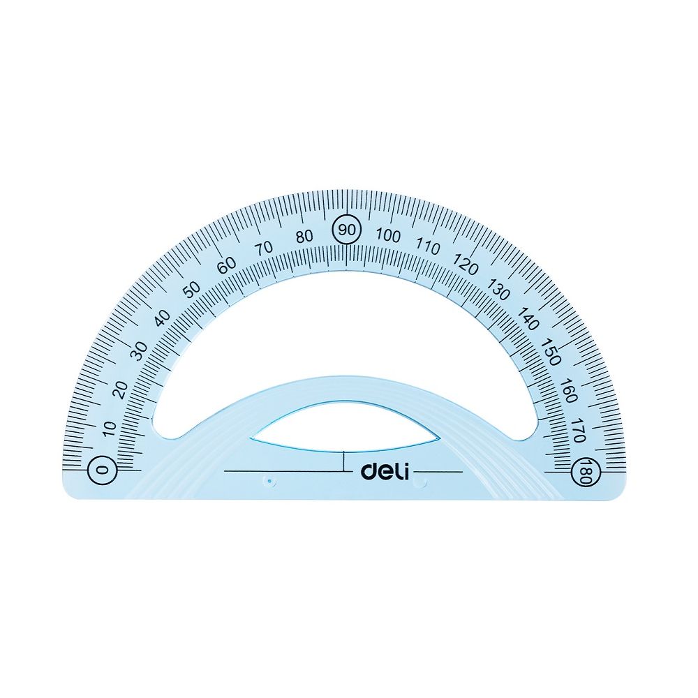Транспортир Deli Woove EH16, 180°, 12 см, син