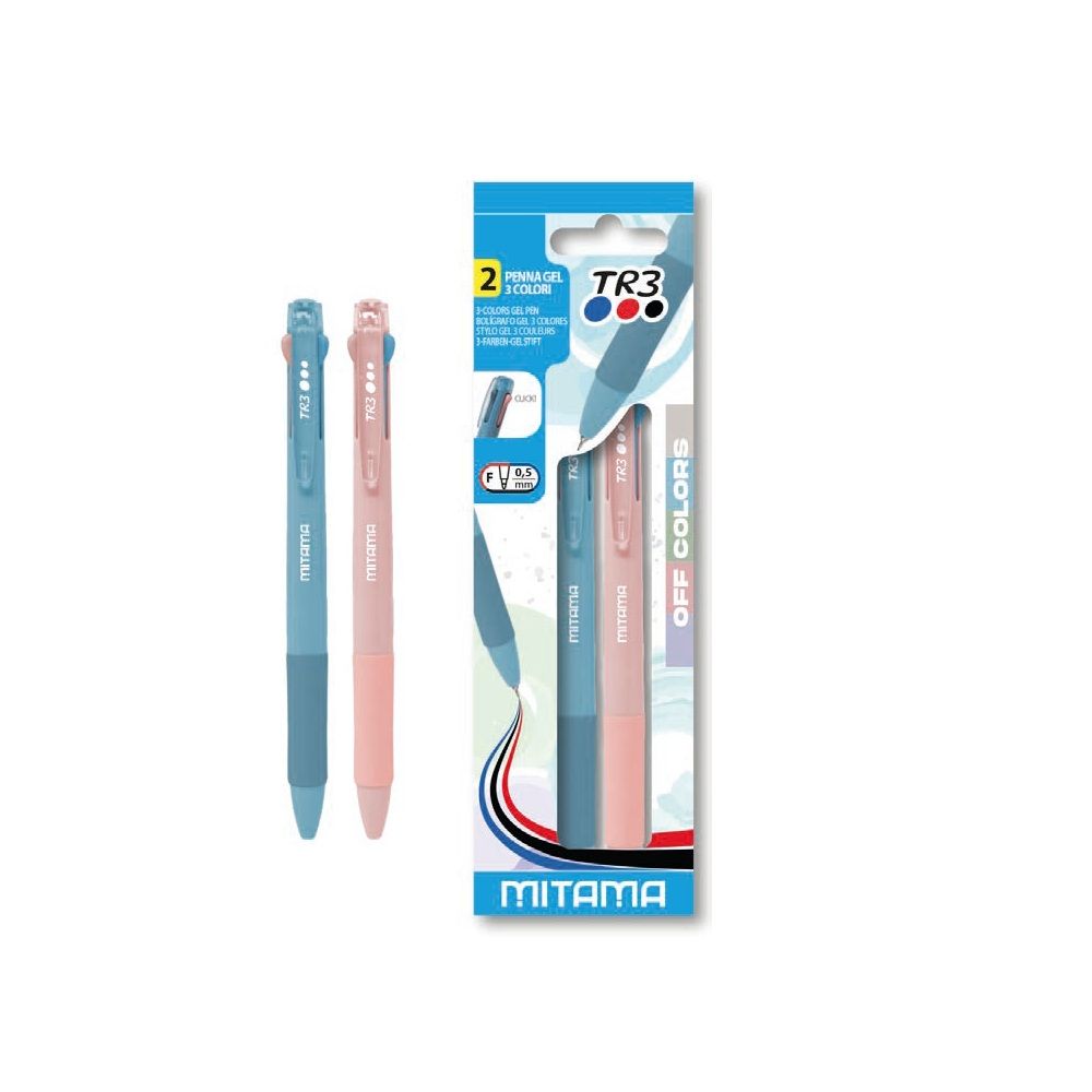 Трицветни гелови химикалки MITAMA Sferix, 0.5 мм, класически цветове, опаковка 2 бр.
