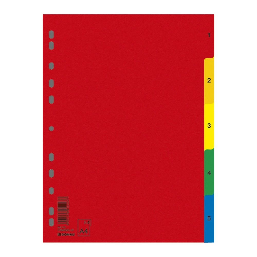 Цветен разделител DONAU, 5 теми, PP 120 mic, A4