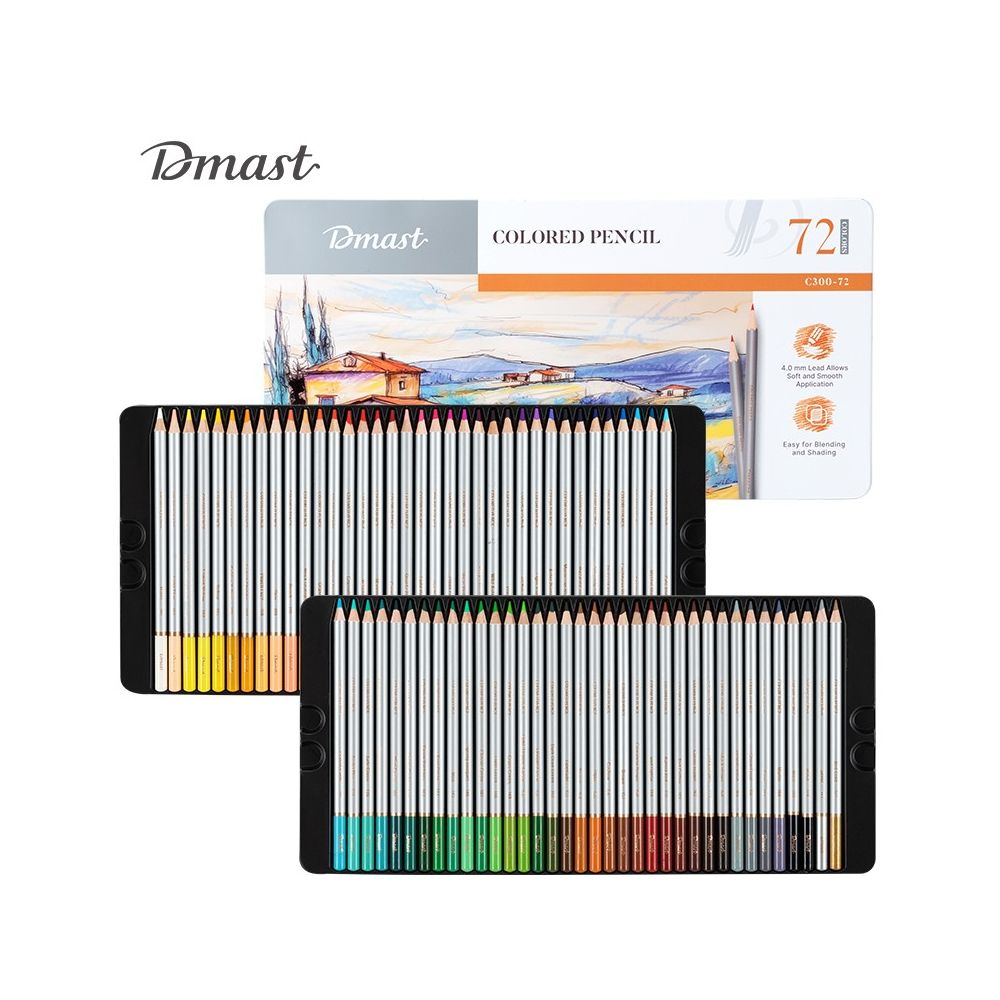 Цветни моливи Deli Dmast EC300-72, кръгло тяло, 72 цвята, в метална кутия