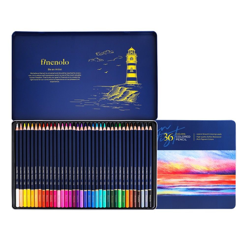 Цветни моливи Deli Finenolo EC122-36, шестоъгълно тяло, 36 цвята, в метална кутия