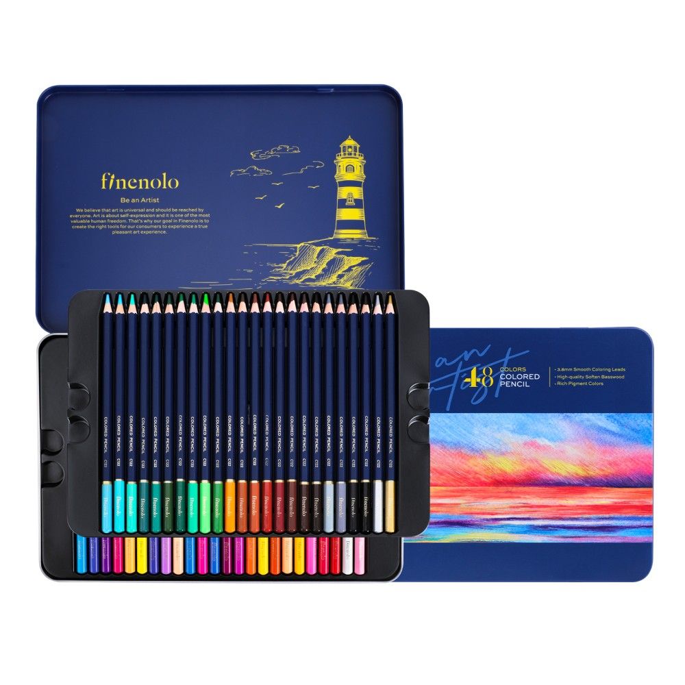 Цветни моливи Deli Finenolo EC122-48, шестоъгълно тяло, 48 цвята, в метална кутия