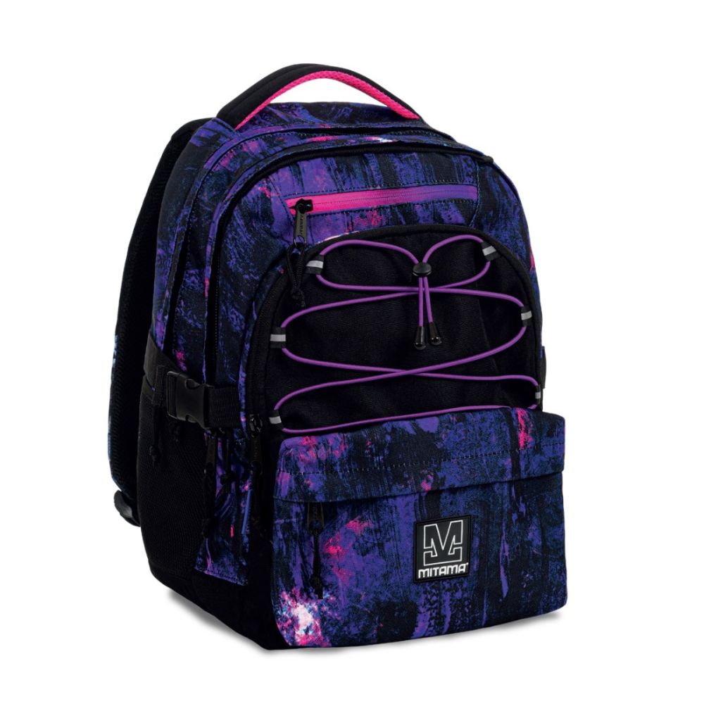 Ученическа раница MITAMA #BDBF Purple Brush, за момиче, 4 отделения, USB Port