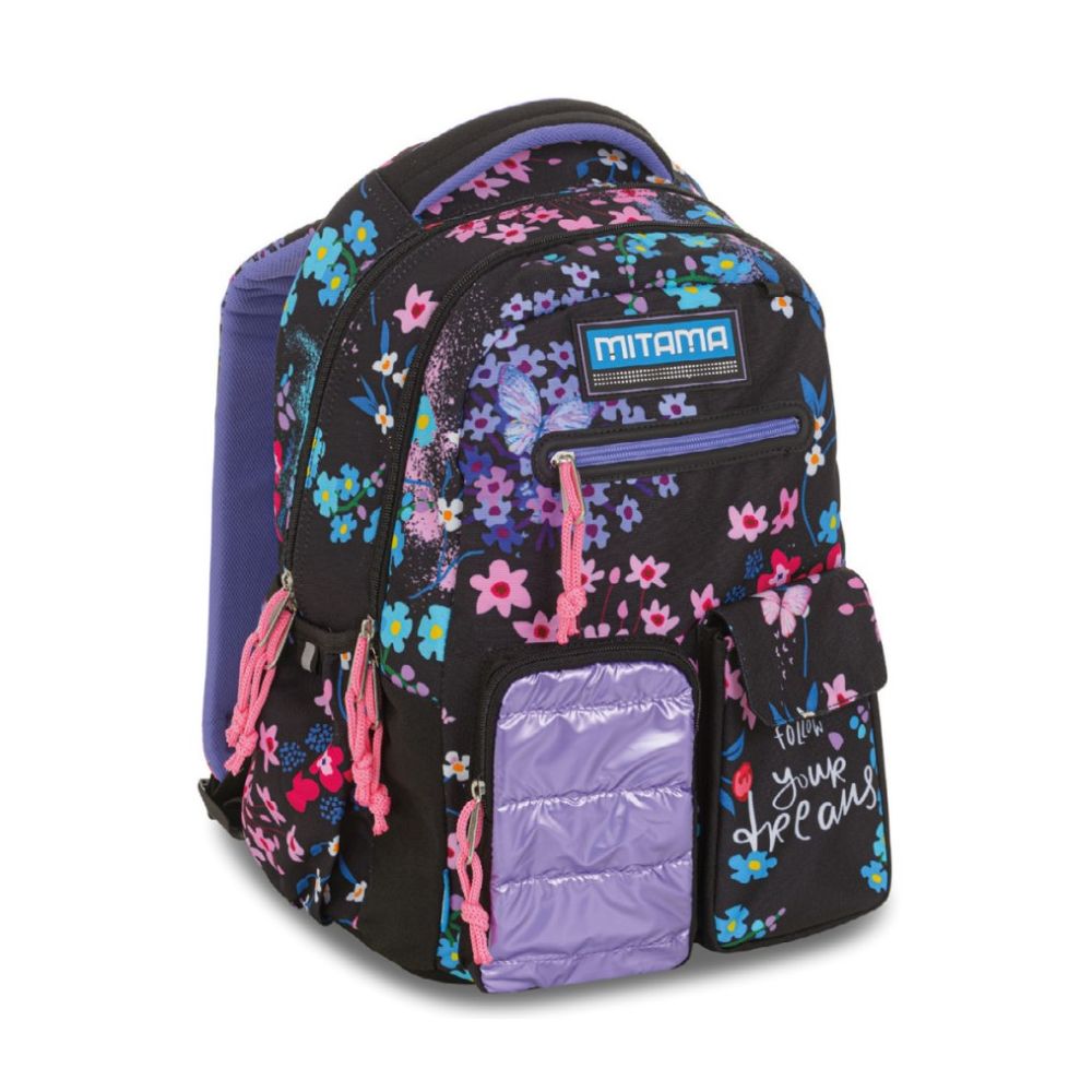 Ученическа раница MITAMA M-Power TrendyFlowers, за момиче, 4 отделения