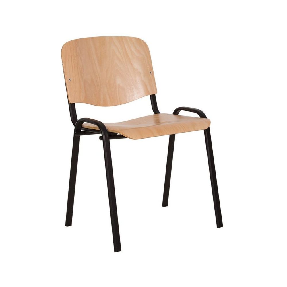 Ученически стол Iso Wood Black, многослойна букова дървесина, черна метална база, бук