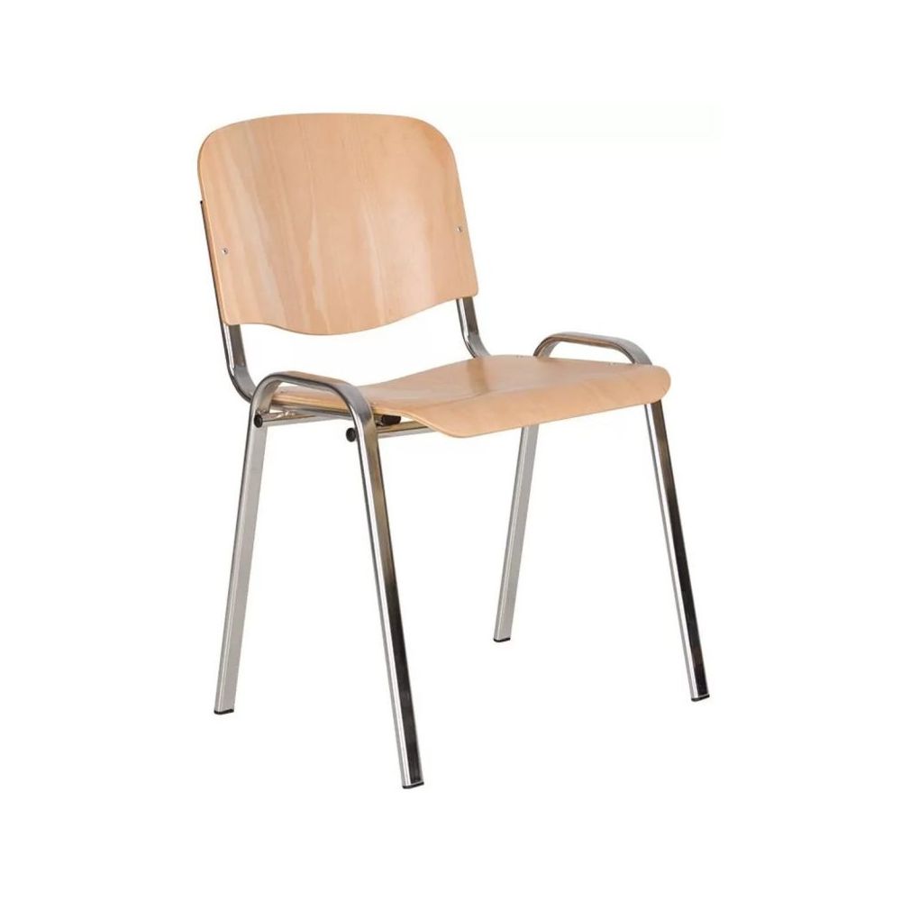 Ученически стол Iso Wood Chrome, многослойна букова дървесина, метална база хром, бук