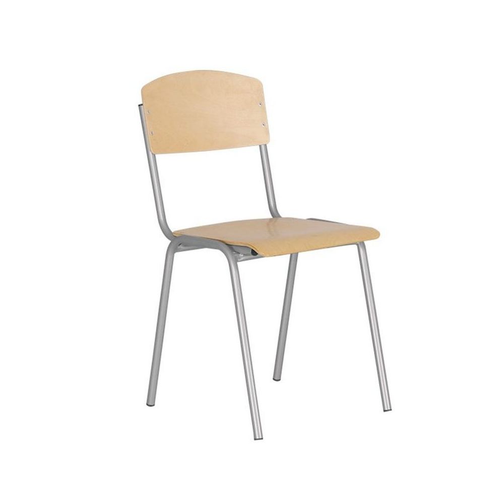 Ученически стол Tina Alu, многослойна букова дървесина, сива метална база, бук