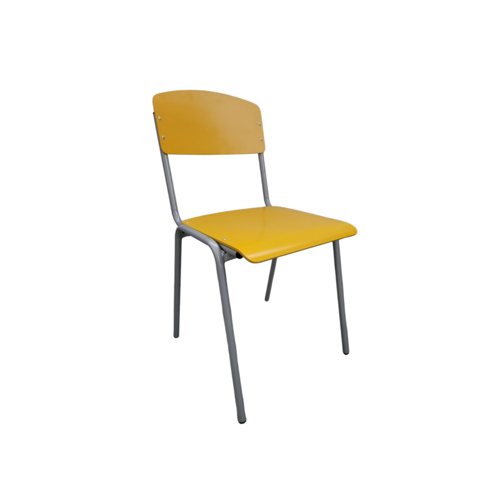 Ученически стол Tina Yellow, многослойна букова дървесина, метална база, жълт