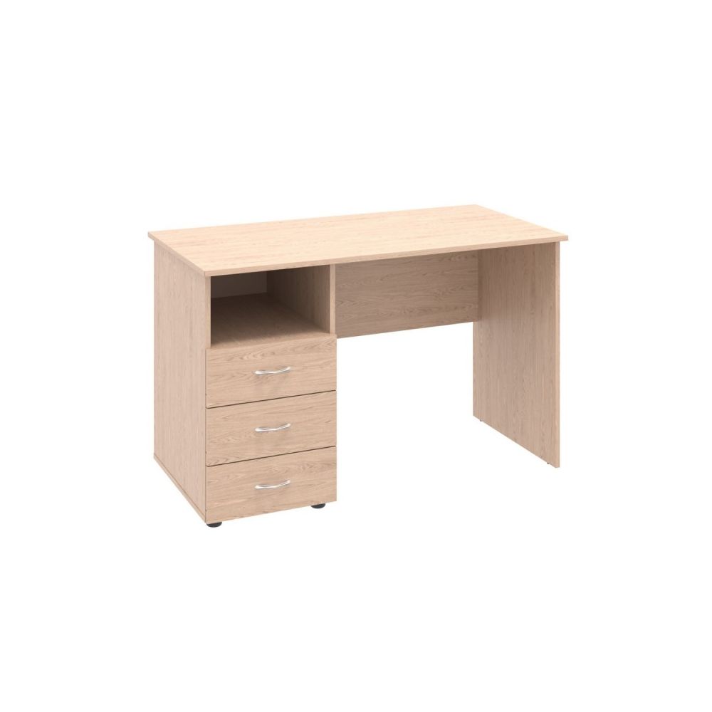 Учителско бюро Lite Plus T5 с три чекмеджета и един рафт, 1400x600x750 мм, ПДЧ 18 мм, бреза