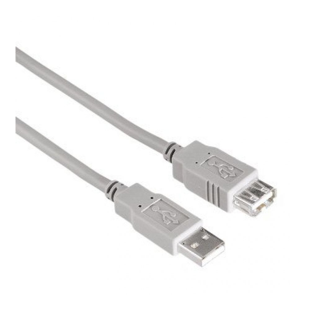 Удължителен кабел HAMA 200906, USB-А Socket(ж) към USB-A Plug(м) 3 м, сив