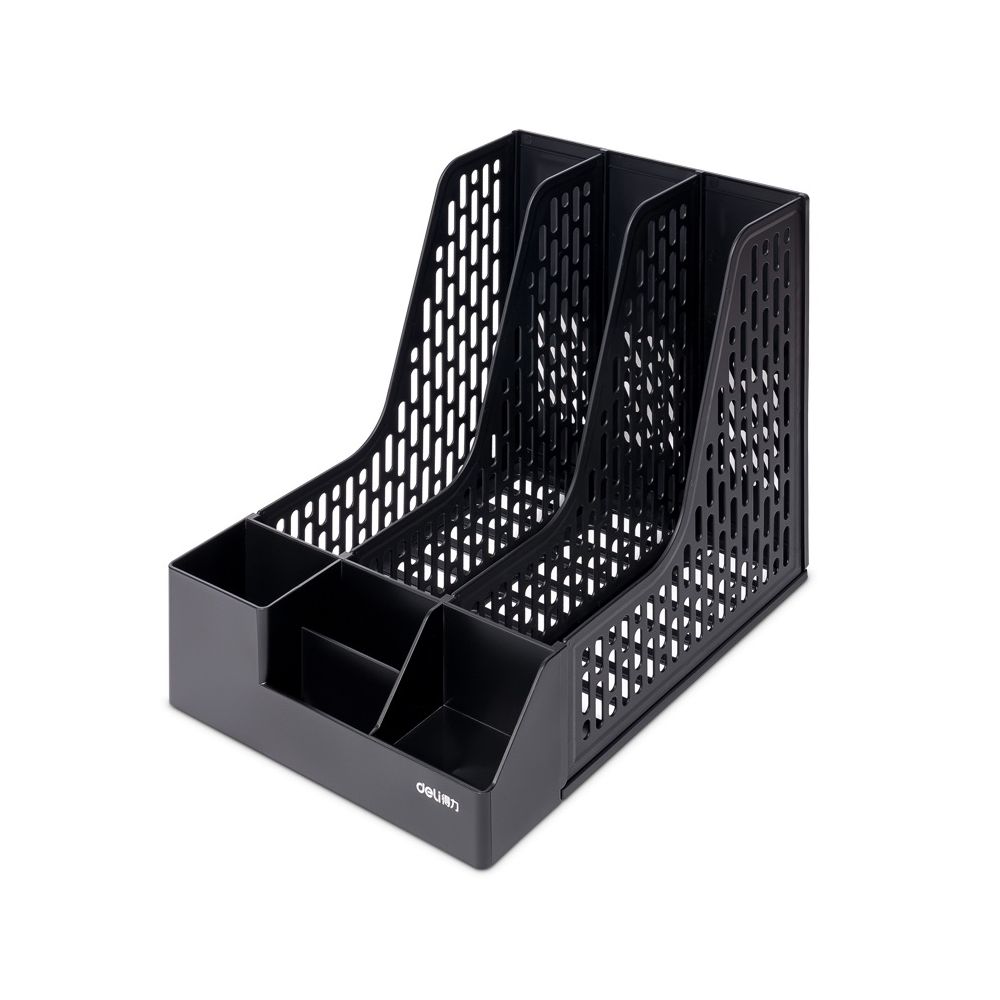 Вертикална поставка Deli, 9843BES, с органайзер и 3 отделения, РР, черна