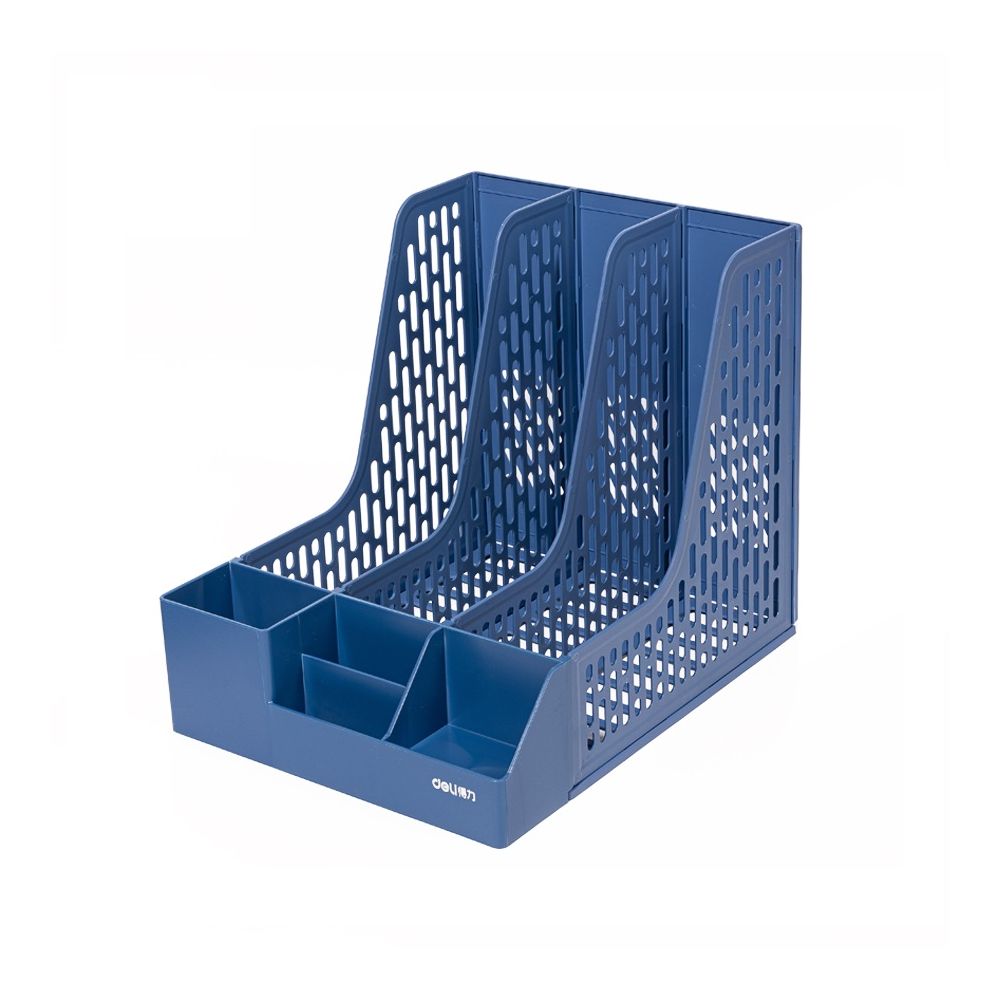 Вертикална поставка Deli, 9843BES, с органайзер и 3 отделения, РР, синя