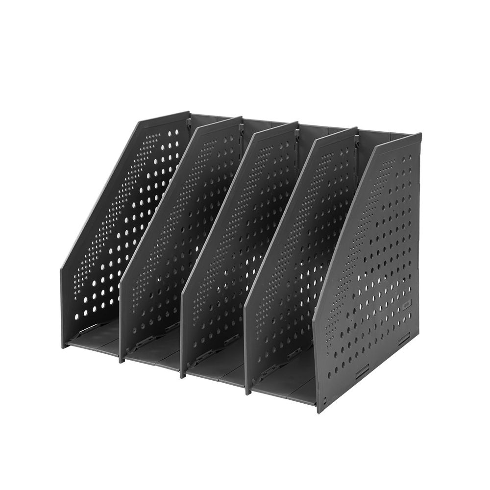 Вертикална поставка Deli, E78996, с 4 отделения, сгъваема, РР, тъмносива