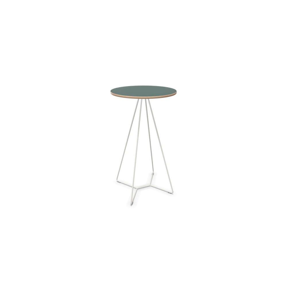 Висока маса Tilkka, бяла метална база, плот D600х1050 мм, Fenix NTM 18 мм, зелен