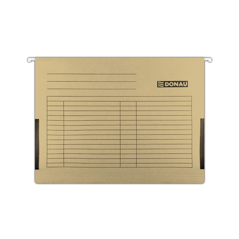 Висяща папка за картотека DONAU, без машинка, с ограничител и метални шини, картон 230 г, крафт