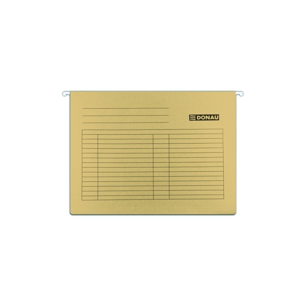 Висяща папка за картотека DONAU, с машинка, с метални шини, картон 230 г, крафт