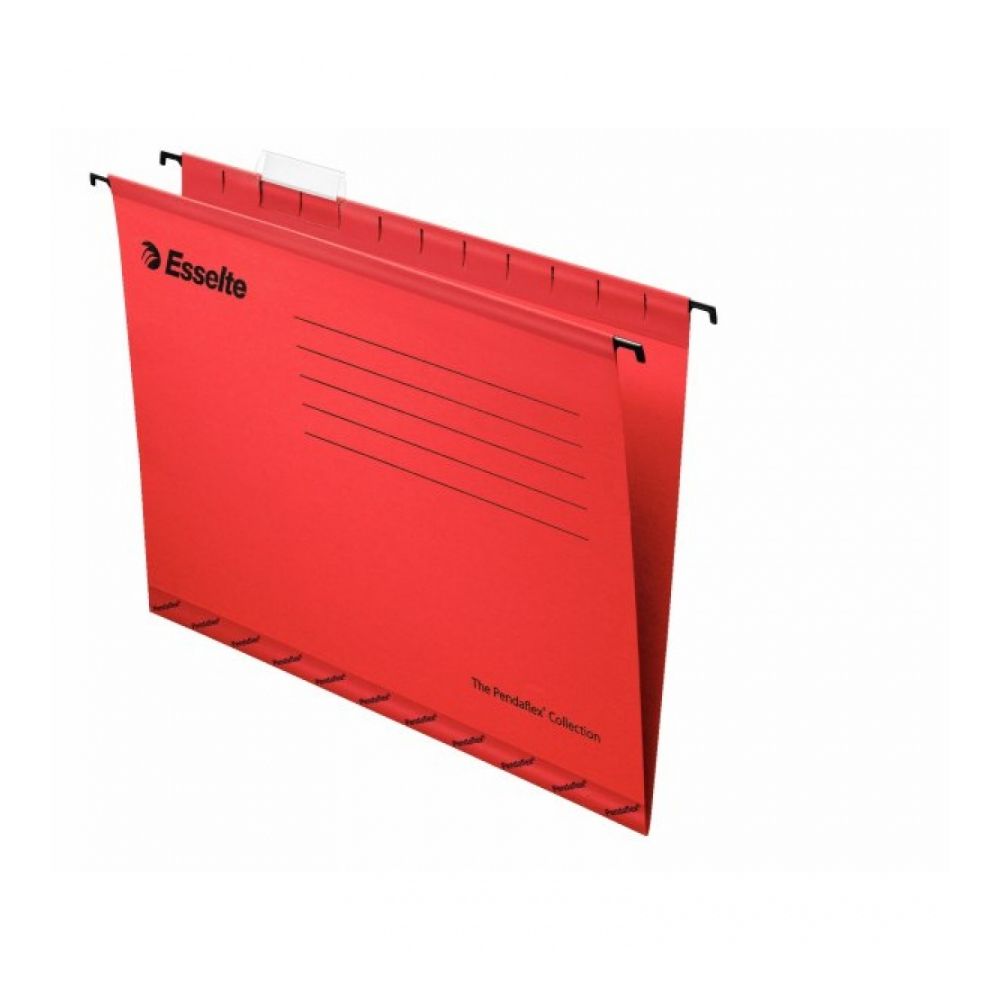 Висяща папка за картотека Esselte Pendaflex, без машинка, с метални шини, картон 210 г, червена