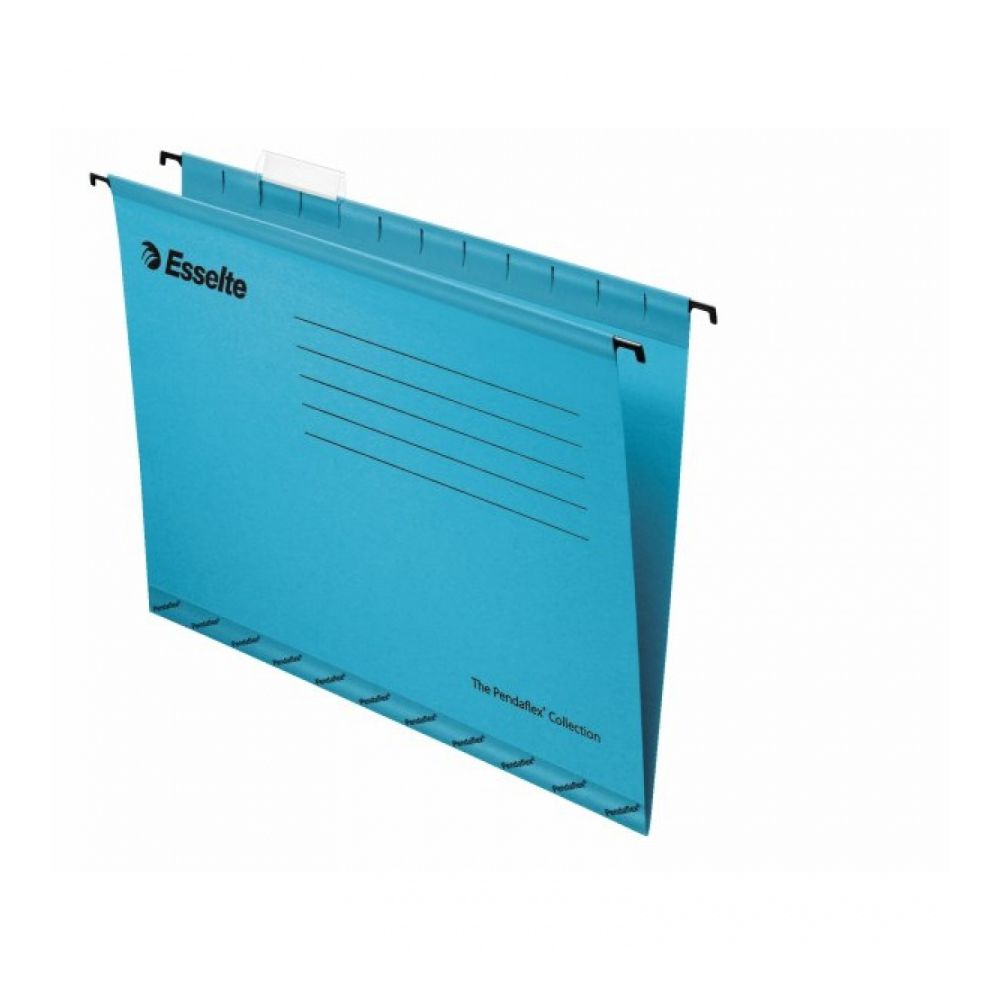 Висяща папка за картотека Esselte Pendaflex, без машинка, с метални шини, картон 210 г, синя