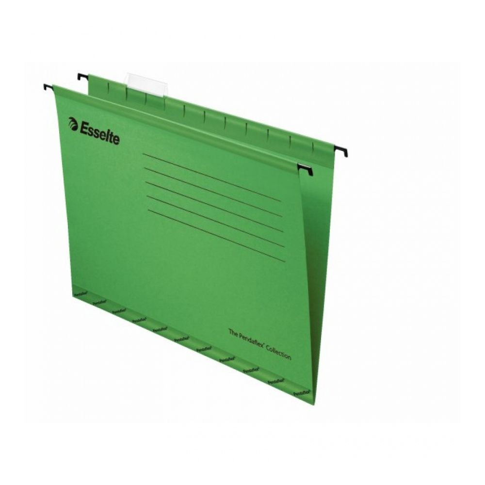 Висяща папка за картотека Esselte Pendaflex, без машинка, с метални шини, картон 210 г, зелена