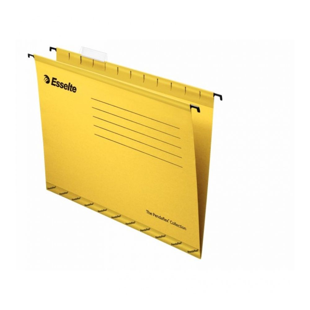 Висяща папка за картотека Esselte Pendaflex, без машинка, с метални шини, картон 210 г, жълта