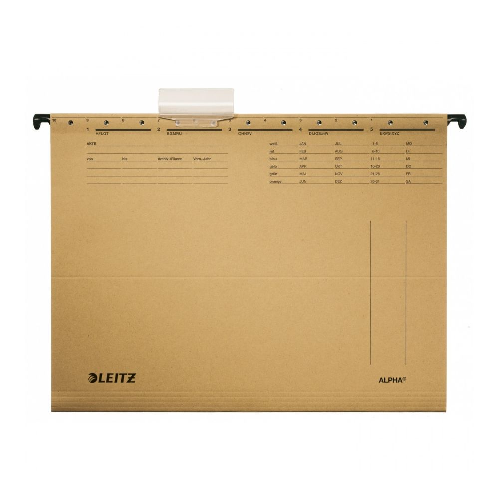 Висяща папка за картотека LEITZ Alpha, 344х250 мм, без машинка, с метални шини, картон 210 г