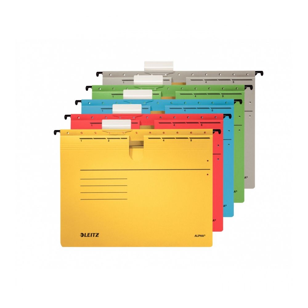 Висяща папка за картотека LEITZ Alpha, 348х260 мм, с машинка и метални шини, картон, синя