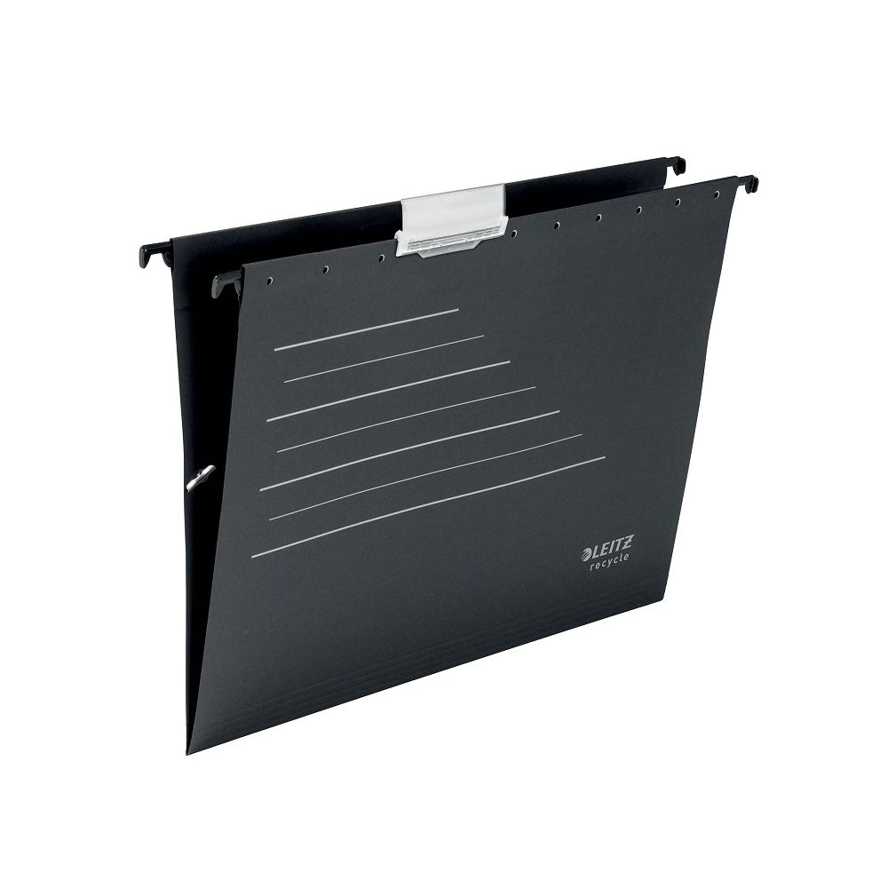 Висяща папка за картотека LEITZ Alpha Recycle, без машинка, с метални шини, рециклиран картон, черна
