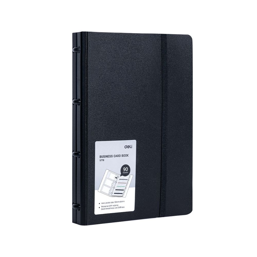 Визитник Deli Infinite, Е5778, за 180 визитки, 200x140х30 мм, с разделители, РР, черен