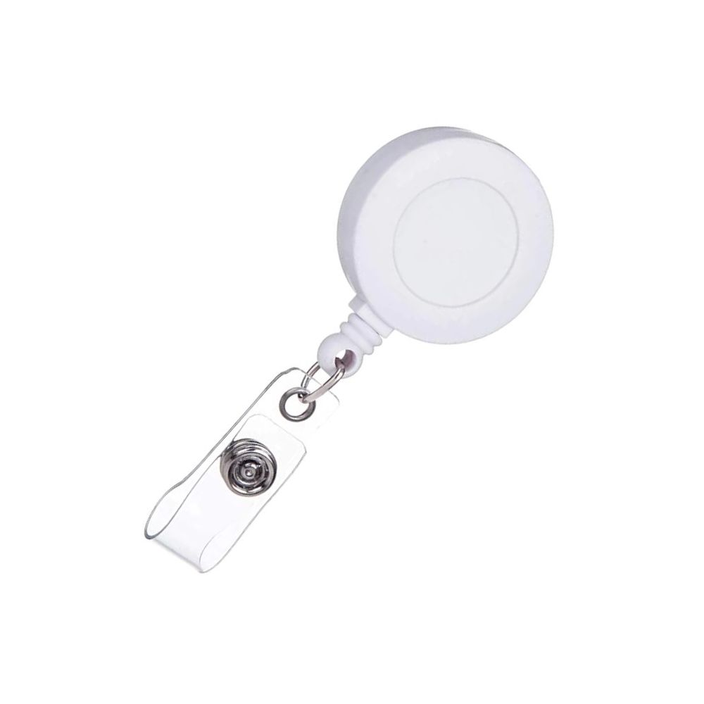 Yo -Yo ролетка за бадж, пластмасова, с метален клипс, корда 600 мм, бяла